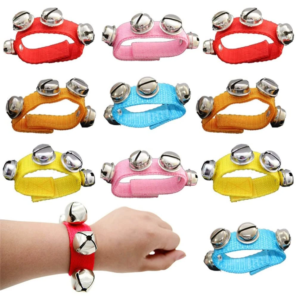 10 PCS Multi Color Musical Rhythm Toy & Nylon Band Ankle Bells for Kids, Baby, Adult - Perfect for Holidays & Birthday Parties
