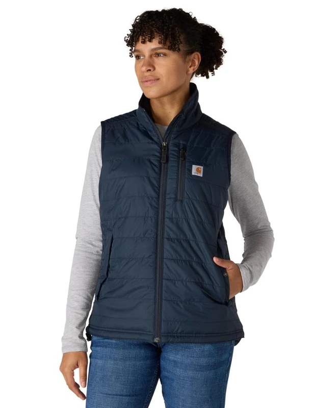 Carhartt, Women's, Rain Defender® Nylon Insulated Mock-Neck Vest, Navy, M