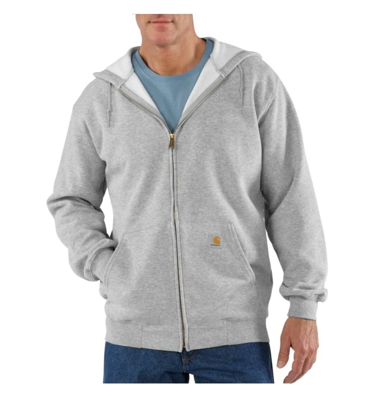 Carhartt Men's Loose Fit Midweight Full-Zip Sweatshirt, Heather Grey, XS
