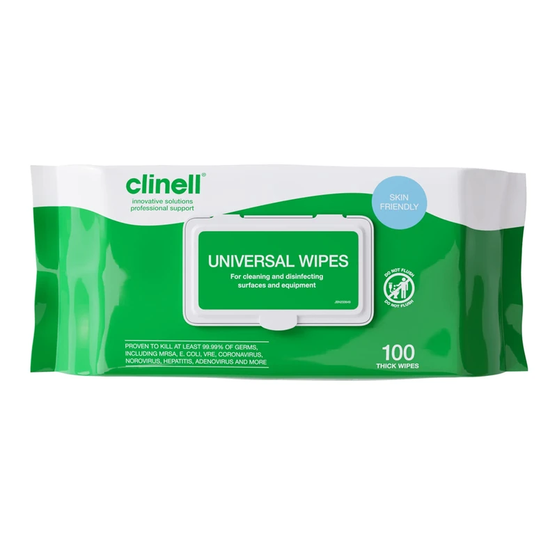 Clinell Universal Cleaning and Disinfectant Wipes for Surfaces (BCW100-1) - 6 Packs of 100 Extra Thick Heavy Duty Wipes - Multi Purpose Wipes, Kills 99.99% of Germs, Effective from 10 Seconds