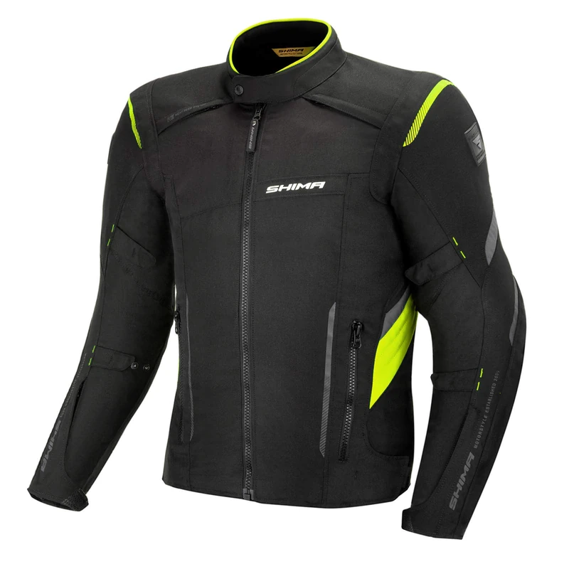 SHIMA RUSH Motorbike Jacket for Men - All Season 3 Layer Textile Mens City Biker Jacket with Waterproof Membrane Heating Layer CE Back Shoulder Elbow Armor Pads Width Adjustment (Fluo, S) - Image 1