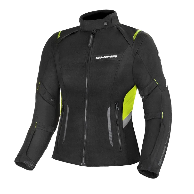 SHIMA RUSH LADY Motorbike Jacket for Women | All Season 3 Layer Textile Womens City Biker Jacket with Waterproof Membrane Heating Layer CE Back Shoulder Elbow Armor Pads (Fluo, XS)