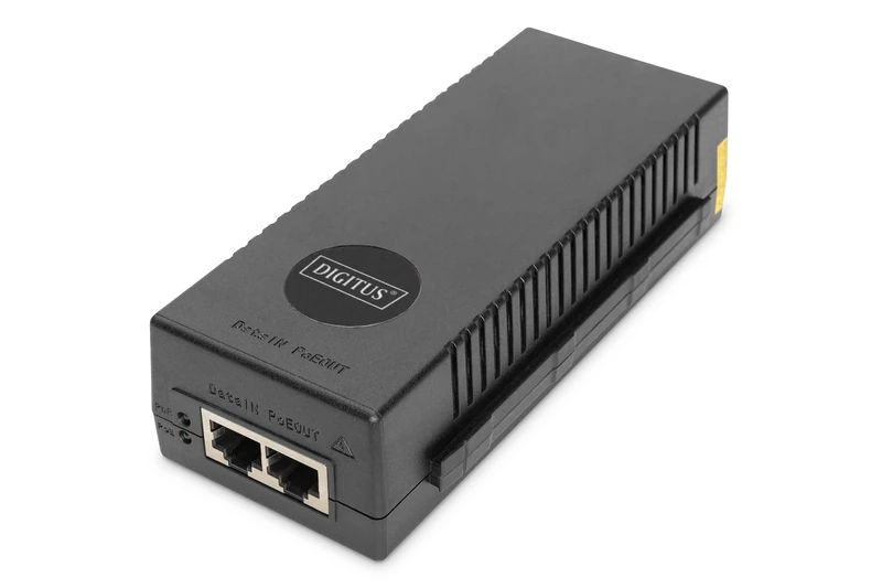 DIGITUS Ethernet PoE+ Injector - 10 Gigabit - 30W Power over Ethernet budget - IEEE 802.3af/at - Auto detection of PoE devices - 100m range - Black
