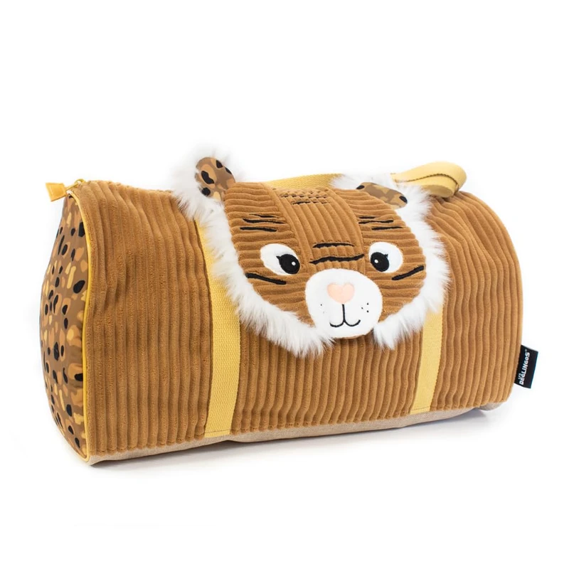 Les Déglingos Speculos the Tiger Weekend Bag Baby Changing Bag/Travel Bag Ideal Holiday Spacious Ultra Soft Cuddly Blanket, Brown, 1 Unit
