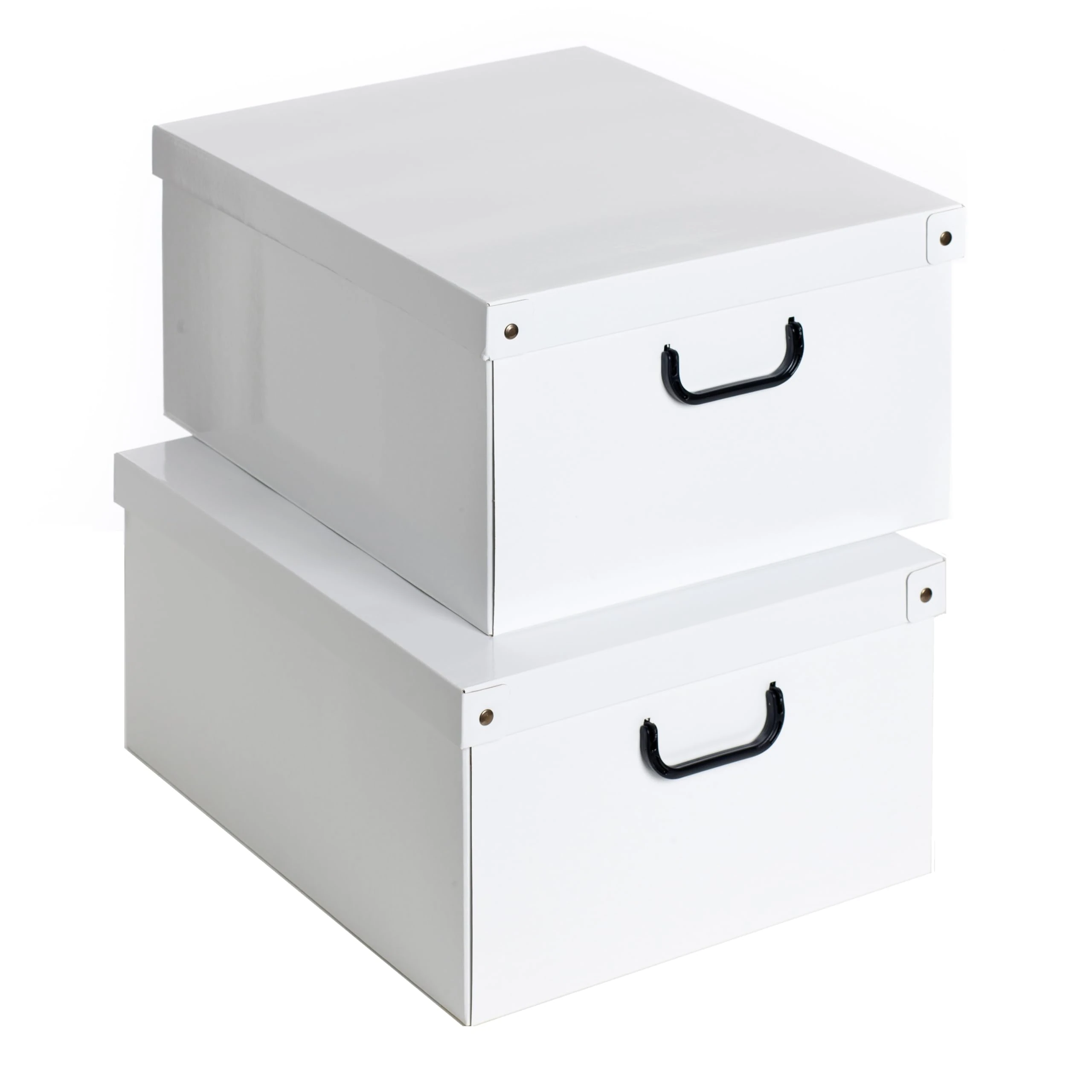 Lavatelli Baulotto Bianco, Decorative Storage Box, Cardboard Hamper with lids and Handles, Clothes, Gift, Toy, Memory, Shoe, A4, Hat, Storage Baskets, White, 50 x 40 x 25 cm (20 x 16 x 10 in) 2 boxes
