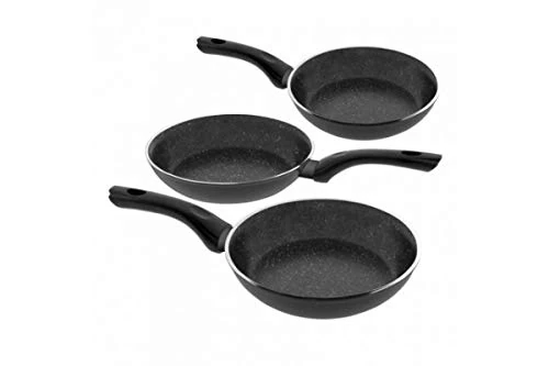 Jata SF1182226 – Set of 3 Non-Stick Induction Frying Pans 18/22/26 cm, Forged Aluminum, Suitable for All Kitchens Including Induction, PFOA Free, Stonite Non-Stick