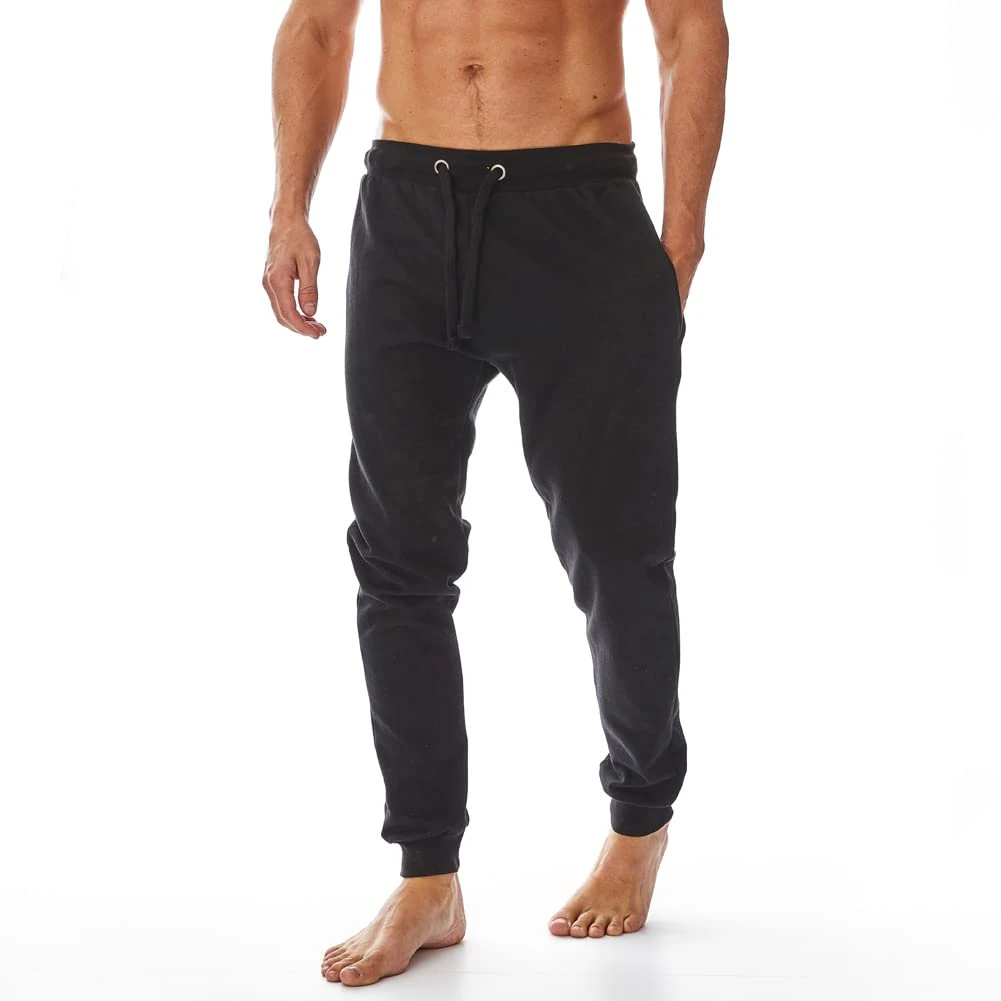 Iron Mountain Men's Jogging Bottoms Reclaimed Yarn Sweatpants Comfortable Jog Pants, Black, L