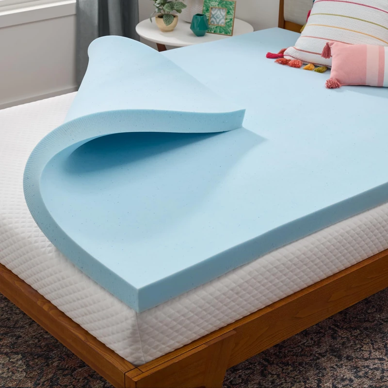 Linenspa Mattress Topper 80 x 190 cm, 5 cm High - Mattress Topper with Gel Memory Foam and Washable Cover with Zip - Oeko-Tex, White