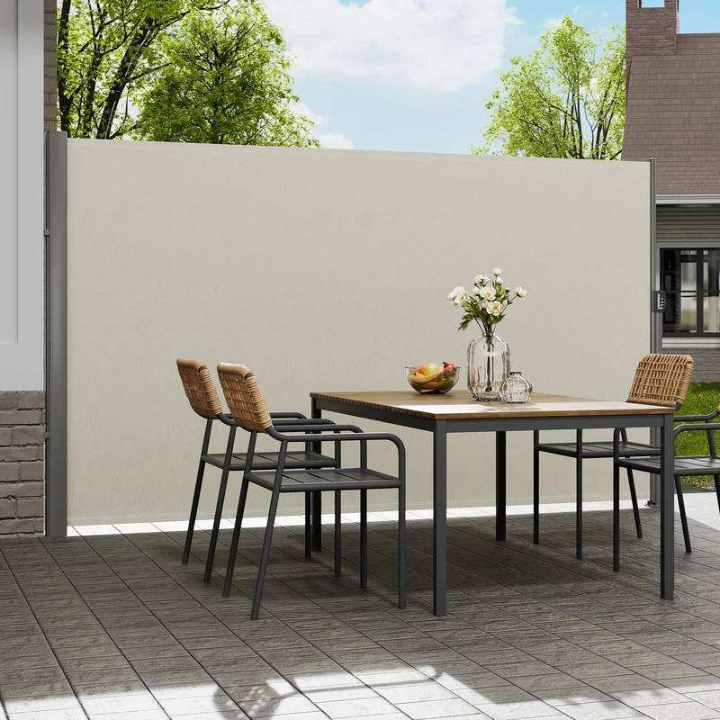 VEVOR Creamy-white Retractable Patio Screen 71 Inch In Height Retractable Screen 118 Inch In Length Office Dividers Partition Wall Retractable Gate Retractable Fence Outdoor Screens for Patio Privacy - Image 1