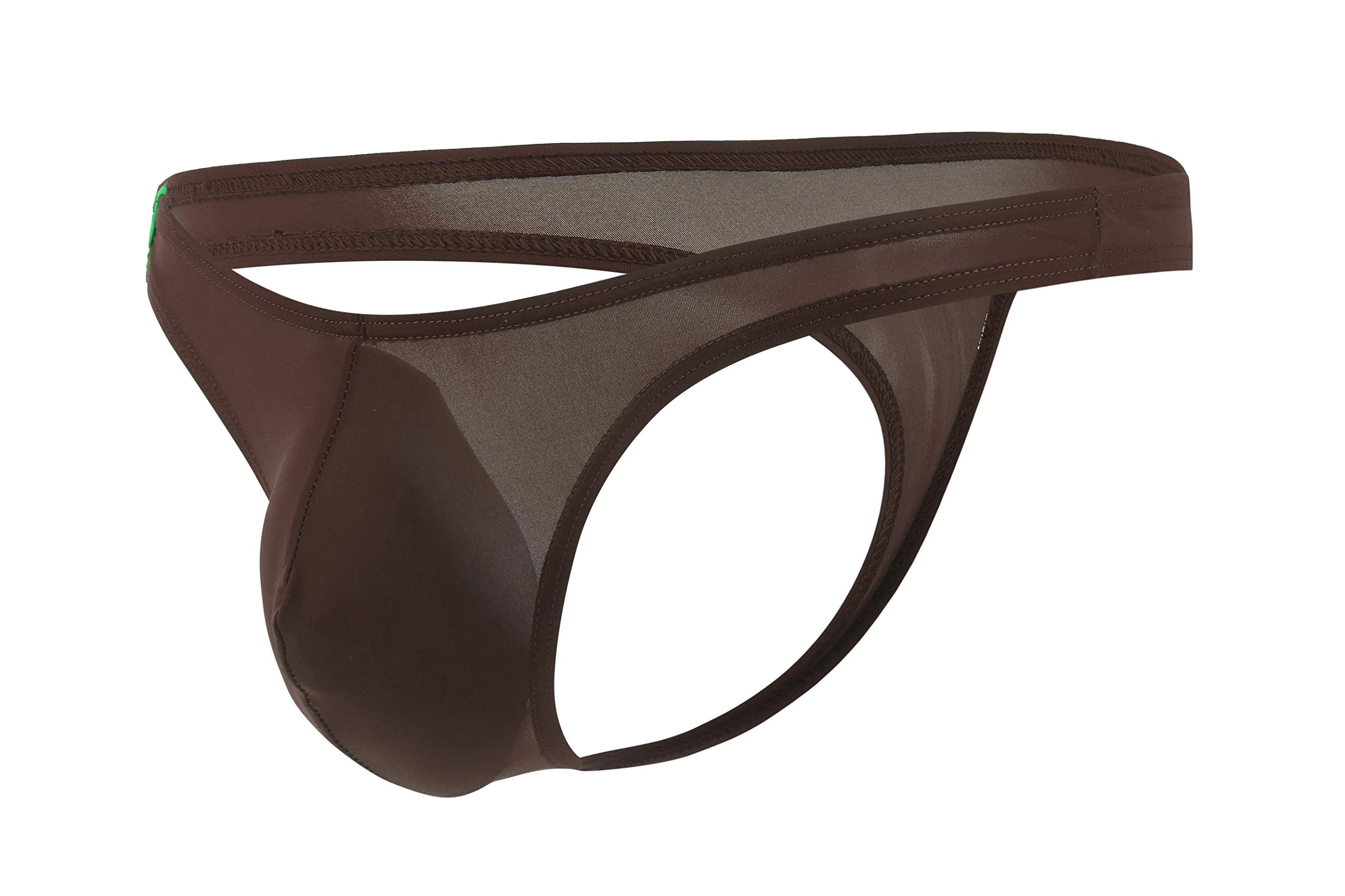 Newsywell Men's Ice Silk Thong Bikini Low Rise Nylon Briefs Pouch Spandex Breathable Underwear Coffee XX-Large