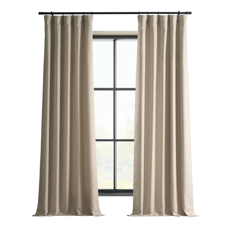 HPD Half Price Drapes Italian Faux Linen Curtains 108 Inches Long Room Darkening Curtains for Bedroom and Living Room 50 X 108, (1 Panel), Sepia Beige