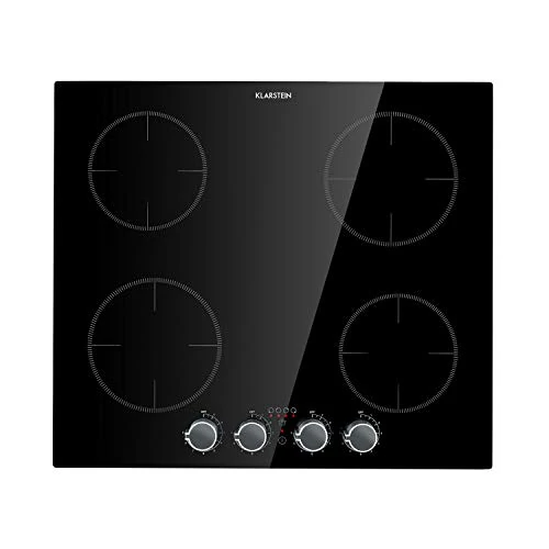 Klarstein Kochheld Induction Hob, Built-in Hob, Rotary Control, 120 cm Cable Length, Pole Connection, 9 Levels, Automatic Shut-Off, Glass, Black, 6000 Watt