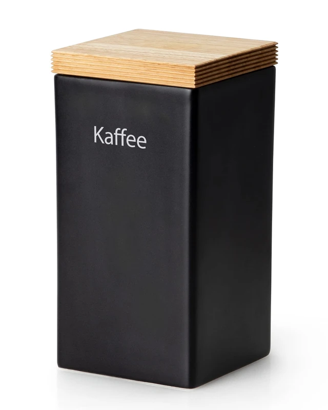 Continenta Ceramic Storage Container, Ideal for Supplies and with Airtight Seal, Handmade in Portugal, Black, 1200 ml (10 x 10 x 20.5 cm) - Image 1