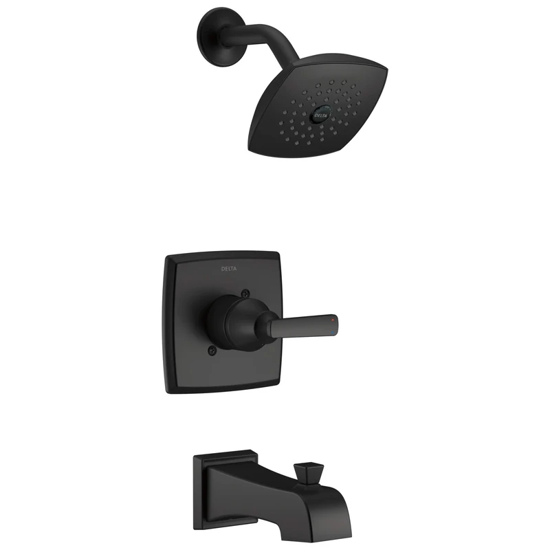 DELTA Faucet T14464-BL Ashlyn Monitor 14 Series Tub and Shower Trim Tub & Shower, Matte Black, Without Rough