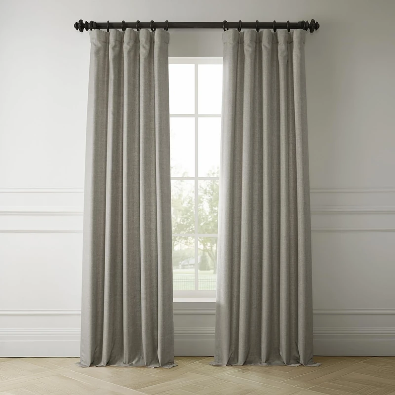 HPD Half Price Drapes Italian Faux Linen Curtains for Bedroom 50 X 120 (1 Panel), FLCH-FM20129-120, Taupe Grey