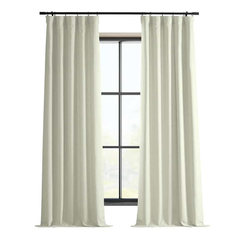 HPD Half Price Drapes Italian Faux Linen Curtains 108 Inches Long Room Darkening Curtains for Bedroom and Living Room 50 X 108, (1 Panel), Gravity Ivory