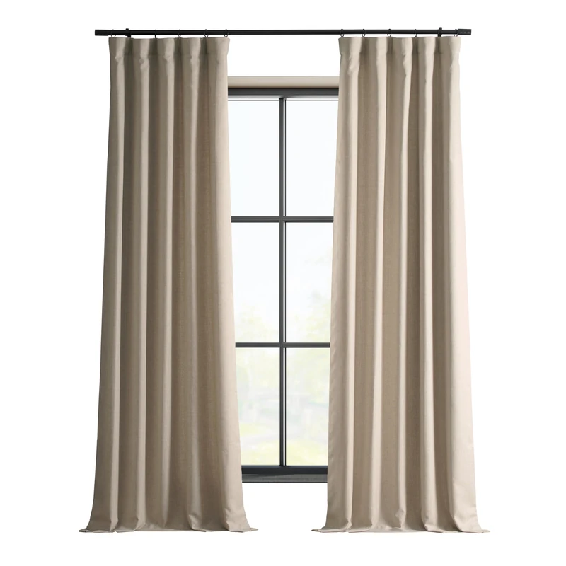 HPD Half Price Drapes Italian Faux Linen Curtains 96 Inches Long Room Darkening Curtains for Bedroom and Living Room 50 X 96, (1 Panel), Sepia Beige