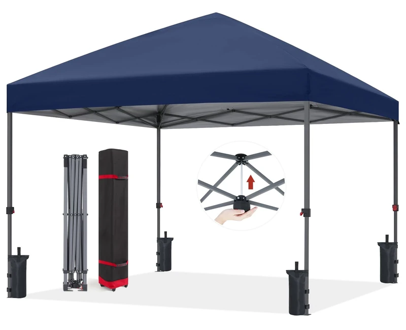 ABCCANOPY 3x3M Pop Up Gazebo Commercial Gazebo With Upgraded Roller Bag, 4 Weight Bags, Stakes and Ropes (Navy Blue)