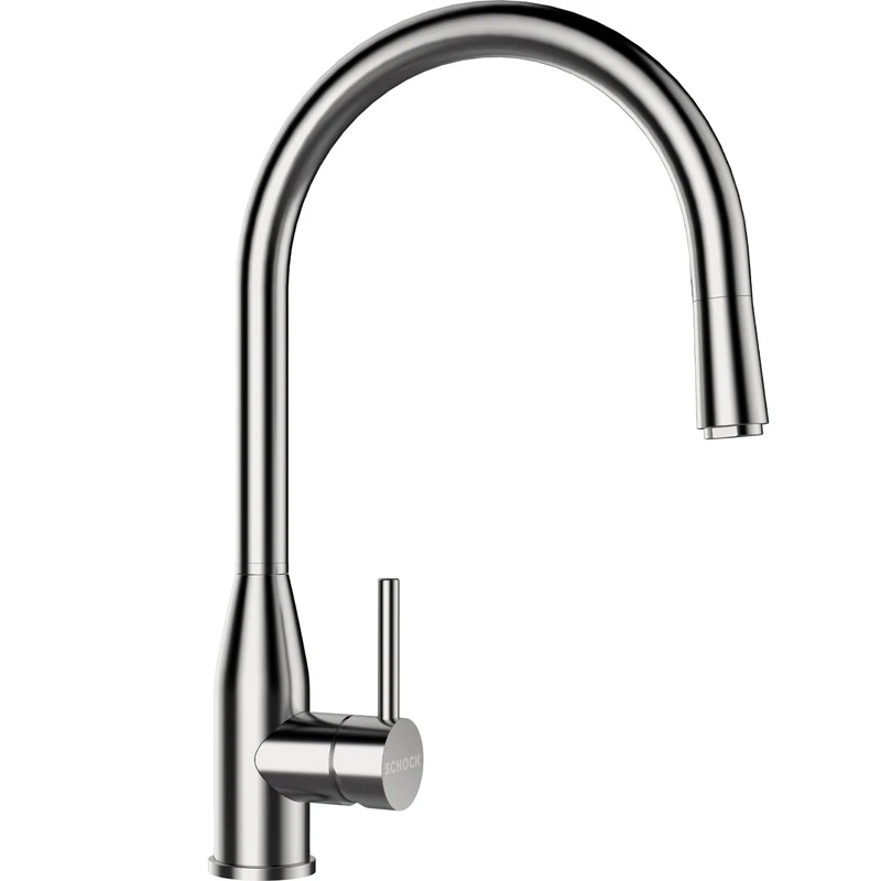 Schock 559120EDM Kavus Kitchen Made of Stainless Steel-high Pressure tap with Pull-Out Hose Spray, stainlesssteel, 400 x 225 mm