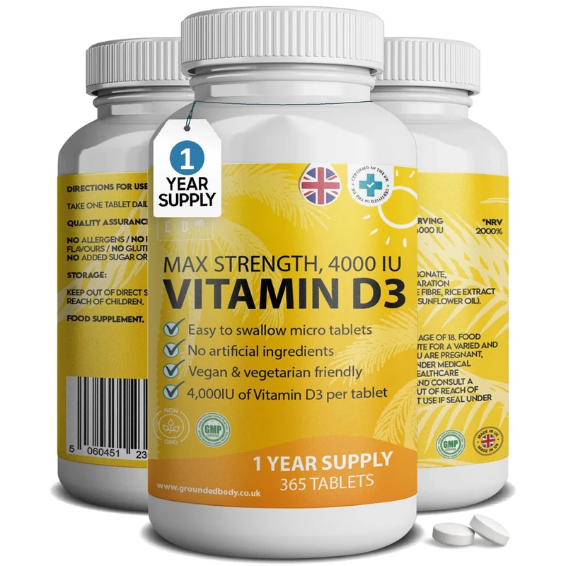 Grounded Vitamin D3 4000 IU Micro Tablets - 365 Day High Strength Supply