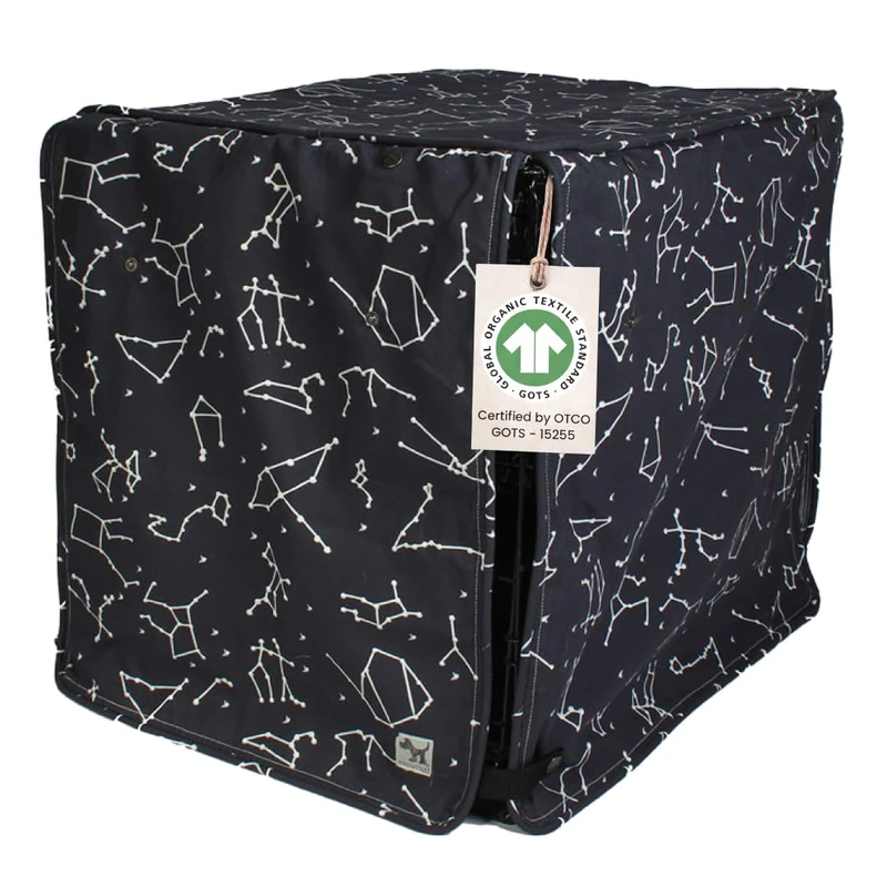 Molly Mutt Rocketman Dog Crate Cover, 100% Cotton Canvas Cover with 2 Roll-Up Panels, Ideal for Dog or Cat Crate, Durable, Washable, and Free of Harmful Chemicals, 30" x 19" x 21"