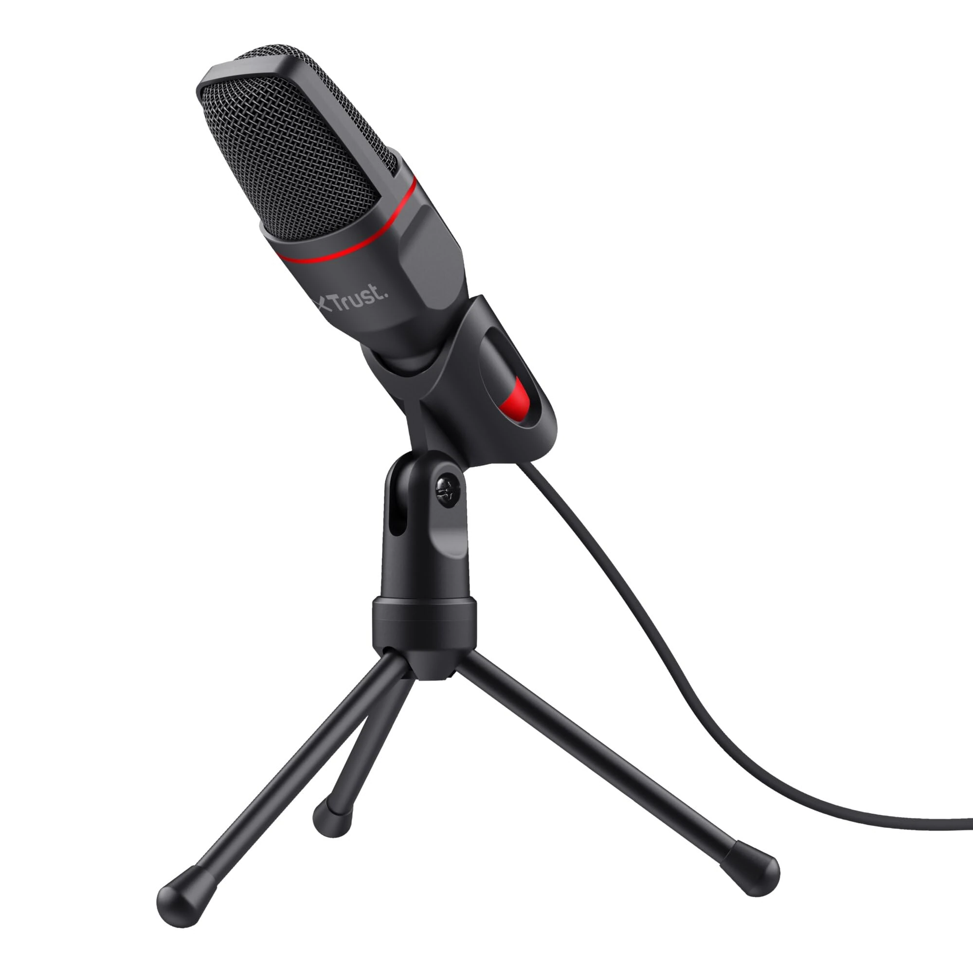 Trust Gaming GXT 212 Mico USB Microphone on Tripod for PC, PS4, PS5 and Laptop, Mic with 3.5 mm and USB Connection, 1.80 m Cable, for Streaming, Twitch and Youtube - Black