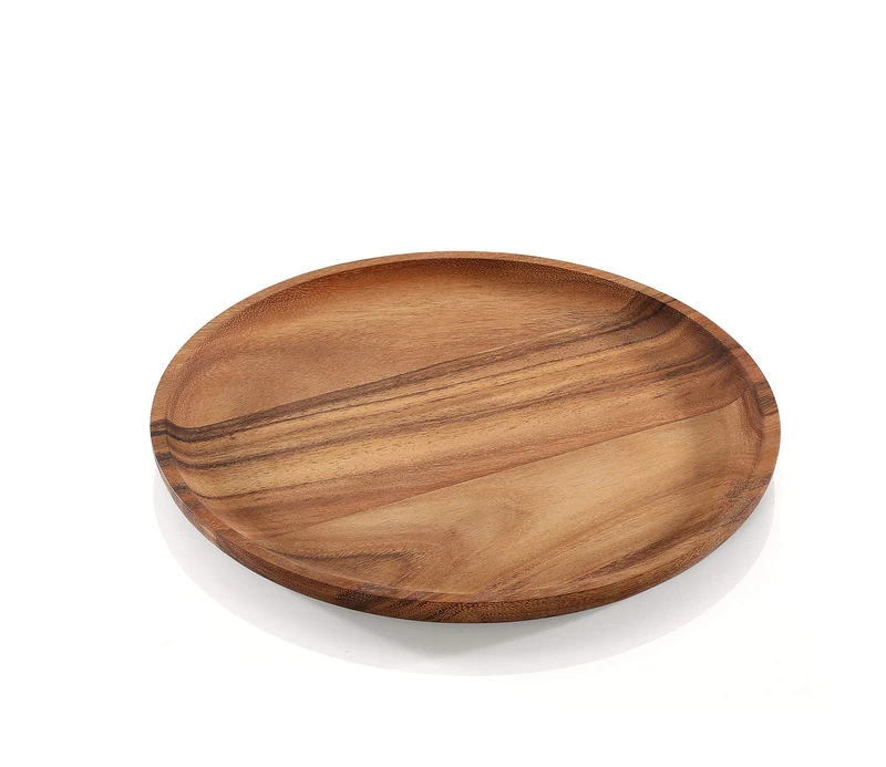 Zassenhaus Acacia Wood Snack Plate, 12 Inch Round, Natural