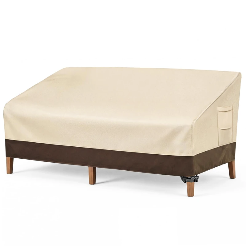 Vailge Heavy Duty Patio Sofa Cover, 100% Waterproof 3-Seater Outdoor Sofa Cover,Lawn Patio Furniture Covers with Air Vent and Handle,93" Wx 40" Dx 35" H,Beige&Brown