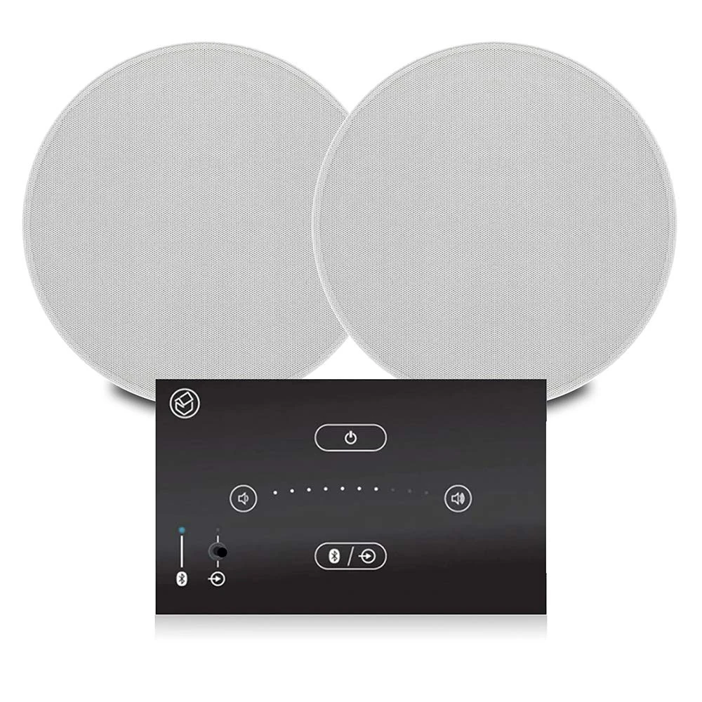 Systemline E50 Bluetooth Ceiling Speaker Kit - 2 Upgraded Qi65C Speakers, Wireless Streaming, Minimalist Design, White, 6.5 Inch Speakers, 20m Range, 2.0 Channel, 6kg, 3 Year Warranty