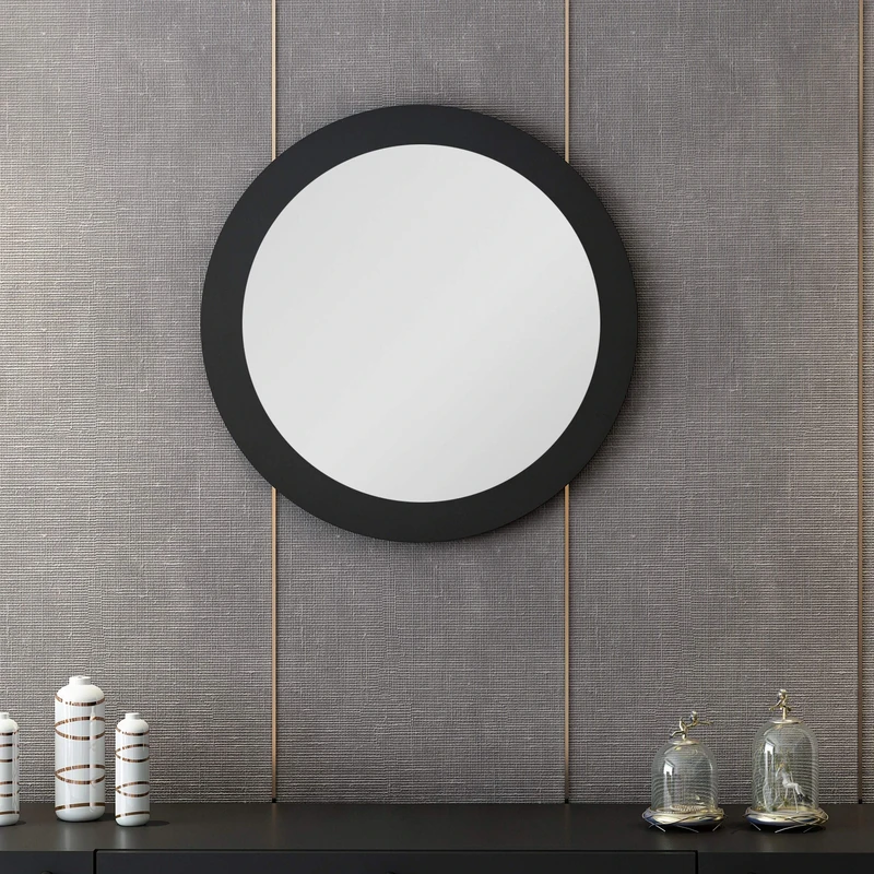 Homemania Melamine Chipboard, Mirror, Black, Chrome, 60 x 2 x 60 cm