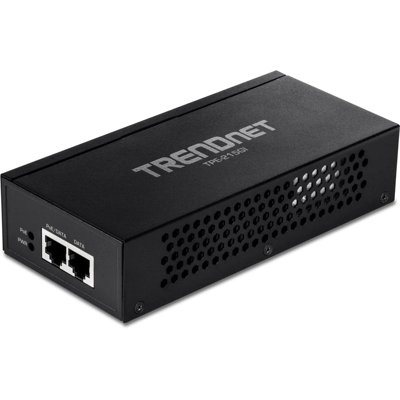 TRENDnet 2.5G PoE+ Injector, TPE-215GI, PoE (15.4W) or PoE+ (30W), Converts a non-PoE Port to a PoE+ 2.5G Port, 2.5GBASE-T Compliant, Integrated Power Supply, Network a PoE device upto 100m, Black