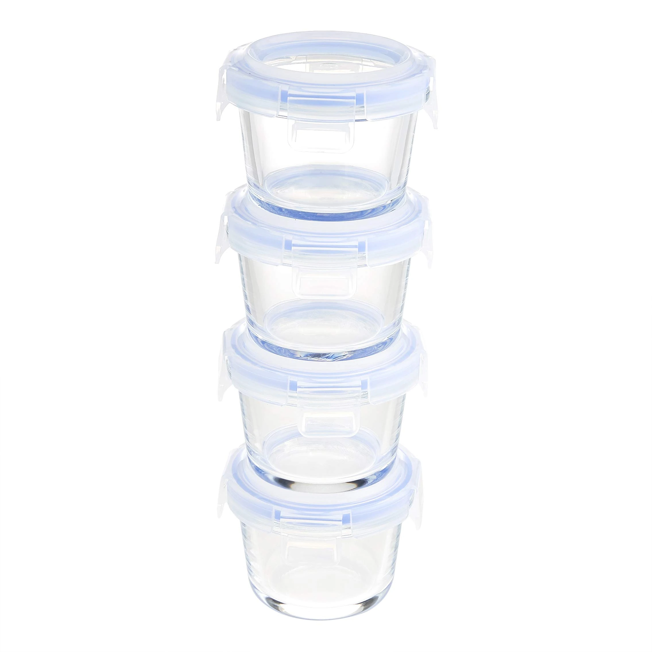 Amazon Basics set of 4 Glass Storage Containers, 120 ml each (Pack of 4)