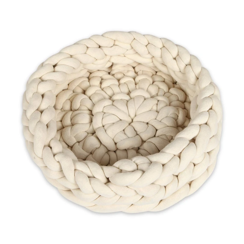 Homemania Nest Pet Bed Cream Acrylic Cotton Yarn Rope 50 x 50 x 15 cm Cream