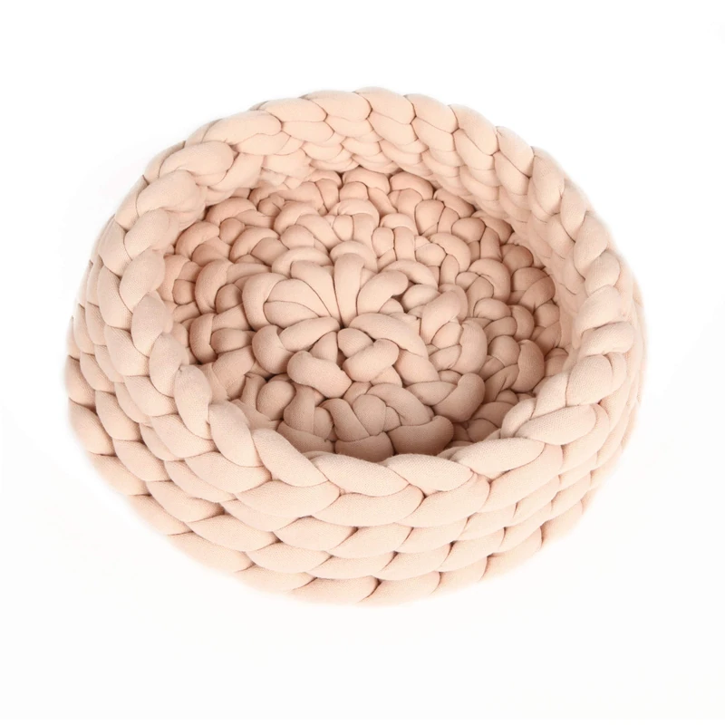 Homemania Nest Pet Bed Pink Acrylic Cotton Yarn Rope 50 x 50 x 15 cm - Pink