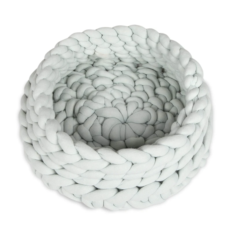 Homemania Nest Pet Bed Green Acrylic Cotton Yarn Rope 50 x 50 x 15 cm - Green - Image 1