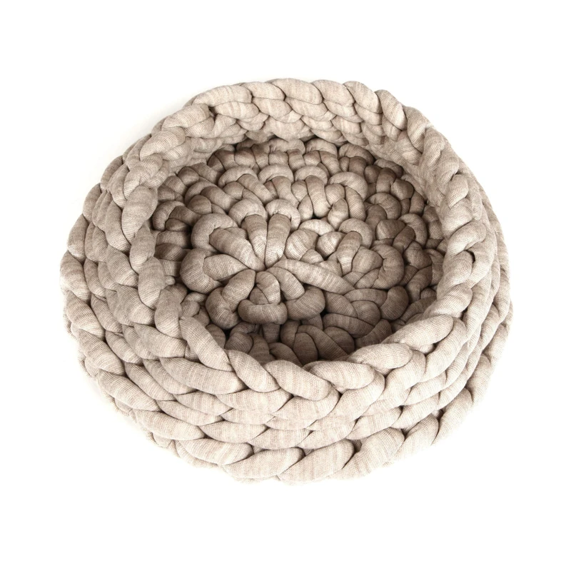 Homemania Nest Pet Bed Beige Acrylic Cotton Yarn Rope 50 x 50 x 15 cm - Beige - Image 1