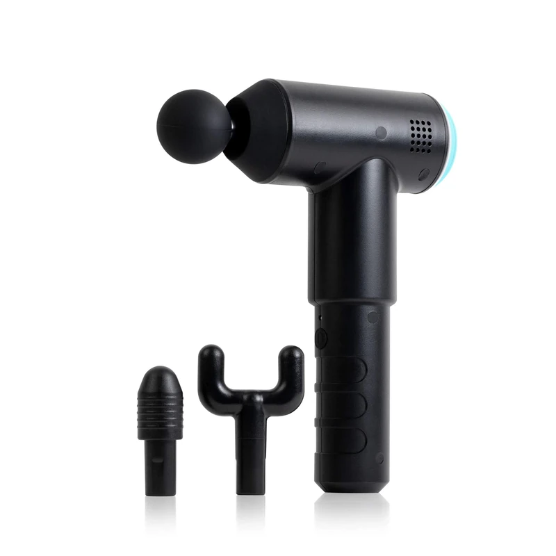 HoMedics Massage Gun - Handheld Physiotherapy Massager, Deep Tissue Physio Percussion Massage, 3 Massaging Heads, Cordless, Rechargeable, Black