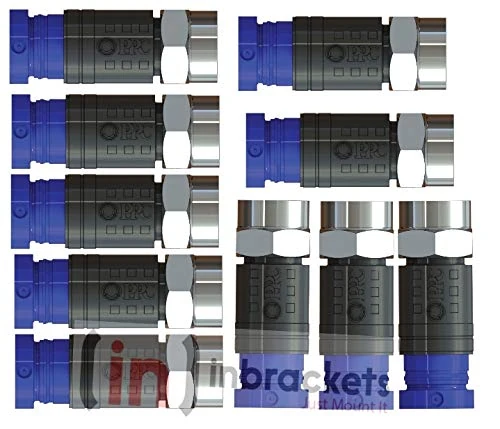 Inbrackets Compression F Connector Professional CMX100 for CT100 WF100 coaxial COAX Satellite Aerial Cable (10 Pack)