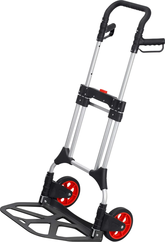 Meister 8985710 Hand Truck 200 kg Load Capacity Foldable with Wheels Triple Height Adjustable Handle Large Loading Area with Solid Rubber Tread Aluminium Hand Truck