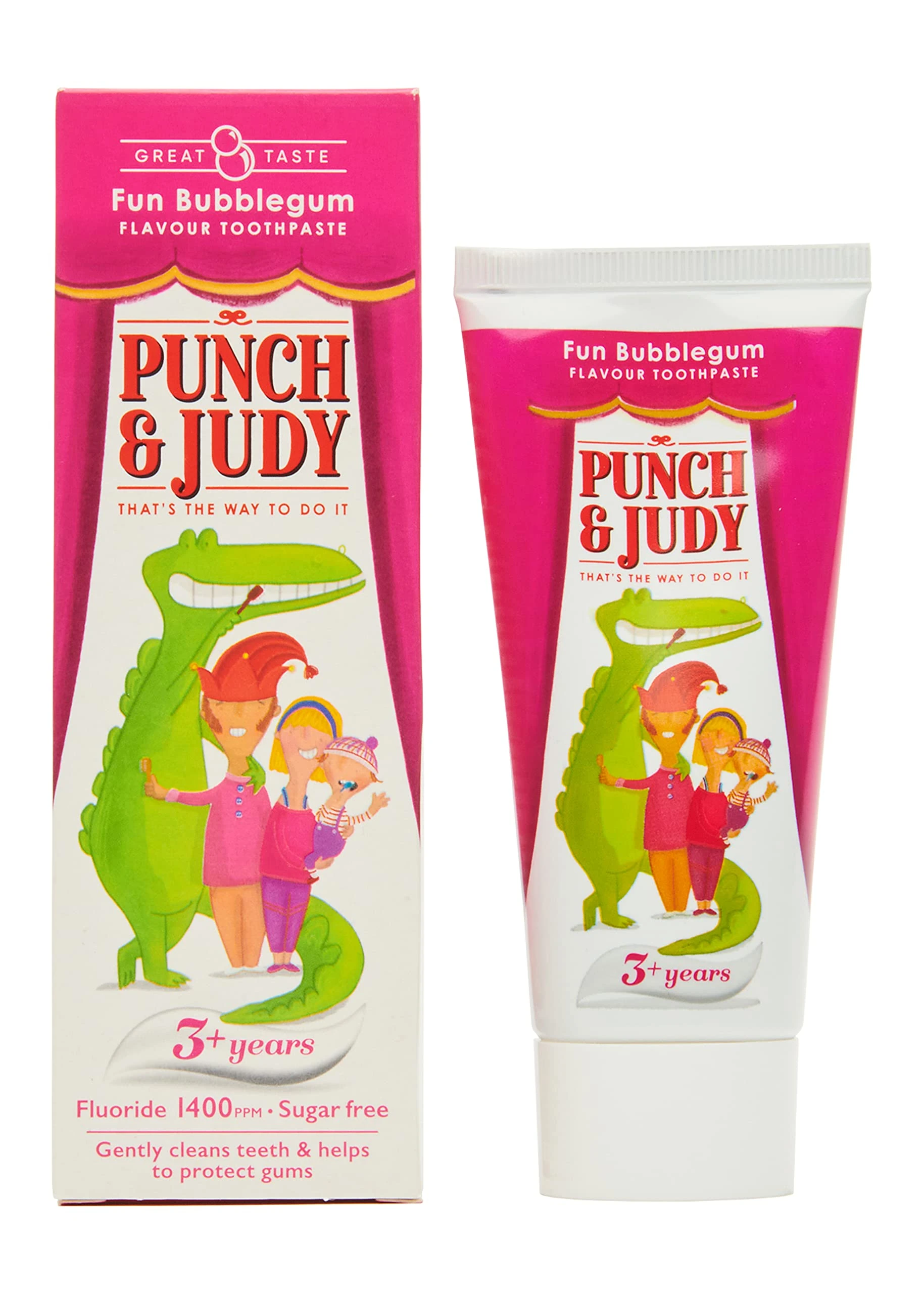 Punch & Judy Kids Toothpaste - Fun Bubblegum Flavour, 3+ Years, Fluoride, Sugar Free, 50ml (Pack of 1)