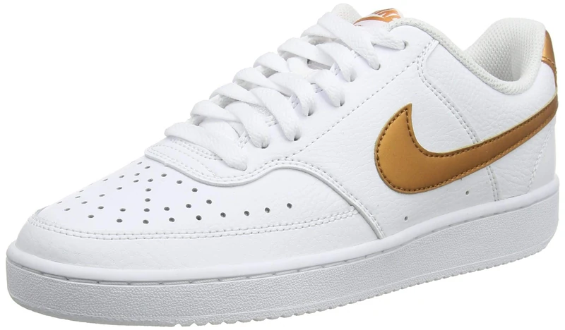 NIKE Women's Court Vision Low Sneaker, WHITE/METALLIC COPPER, 2.5 UK