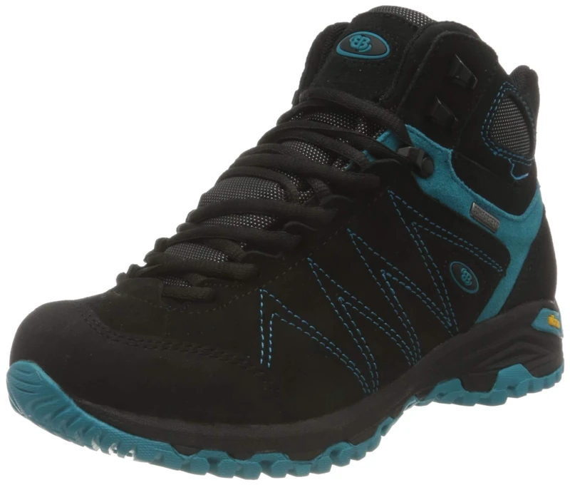 Brütting Women's Mount Kapela High Cross Country Running Shoe, Black/Turquoise, 7.5 UK