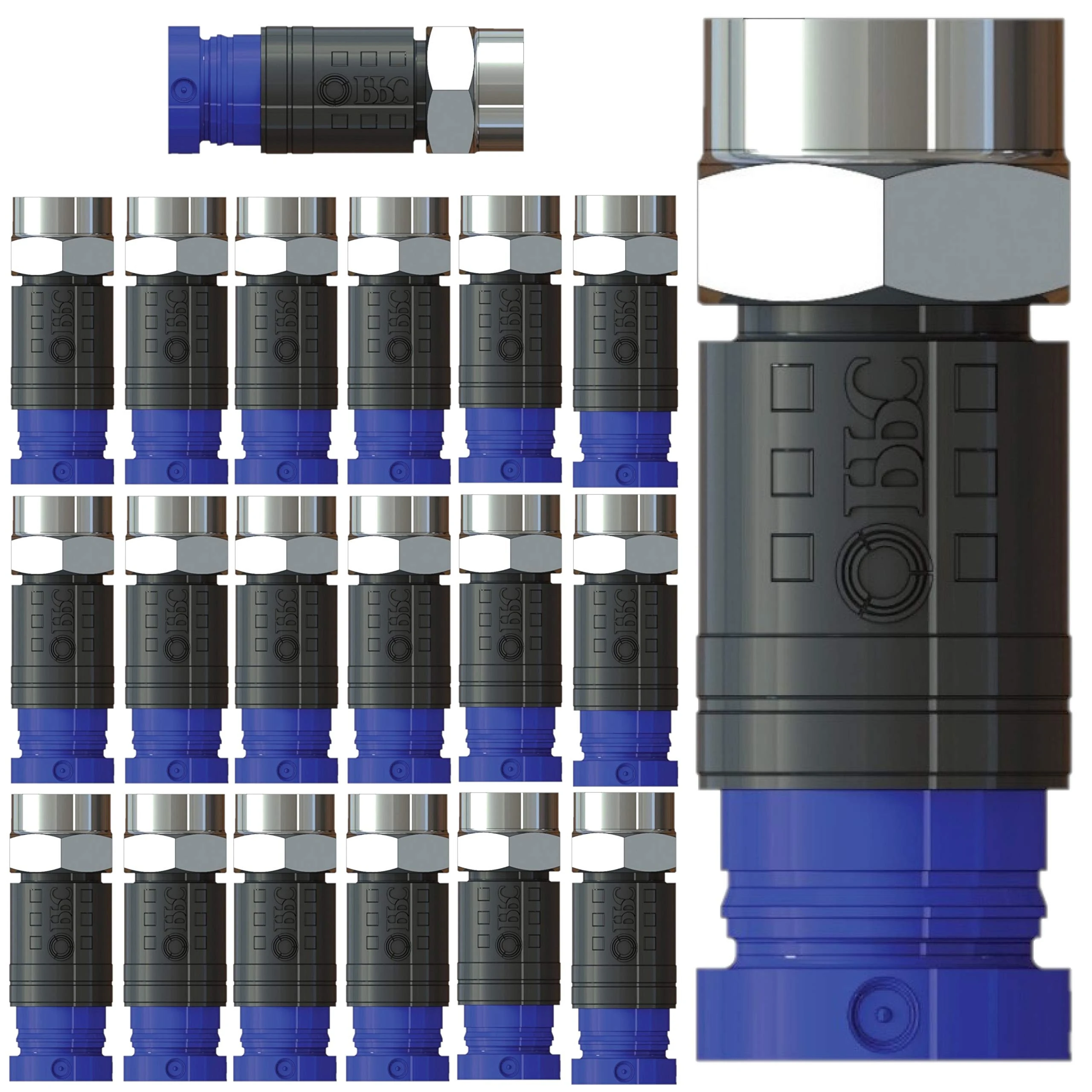 Inbrackets Compression F Connector Professional CMX100 for CT100 WF100 coaxial COAX Satellite Aerial Cable (20 Pack)