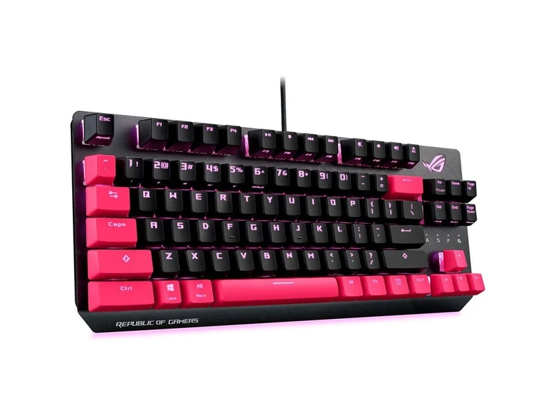 ASUS ROG Strix Scope TKL Electro Punk Mechanical Gaming Keyboard, Cherry MX Red Switches, 2X Wider Ctrl Key for Greater FPS Precision, Gaming Keyboard for PC, Aura Sync RGB Lighting, Quick-Toggle,Pink