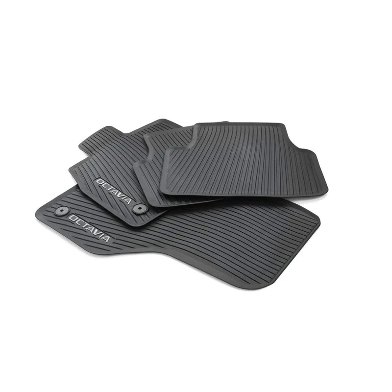 Skoda 5E4061500 Rubber Floor Mats All-Weather Floor Mats 4 x Rubber Mats with Octavia Lettering