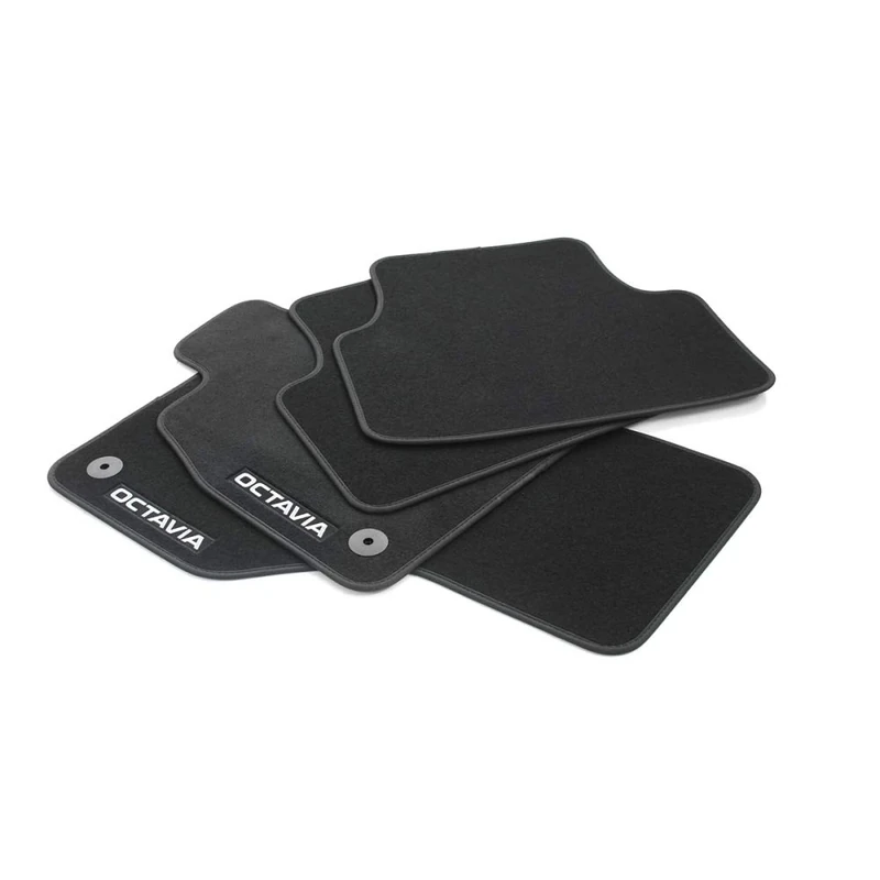 Skoda 5E4061404 Floor Mats Textile Velour 4 x Fabric Mats with Octavia Lettering Black