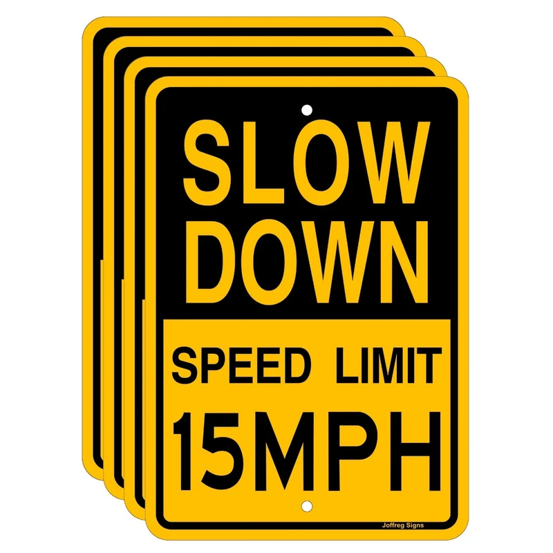 Joffreg Slow Down Speed Limit 15 MPH Sign,17 x12 Inches,Reflective Aluminum (4 Pack) - Image 1