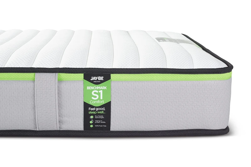 JAY-BE Benchmark S1 Single Bed Mattress, 3ft, 18cm Thick, Comfort Support, Medium Mattress, 100% Foam Free, Hypoallergenic (190 x 90 x 18cm)