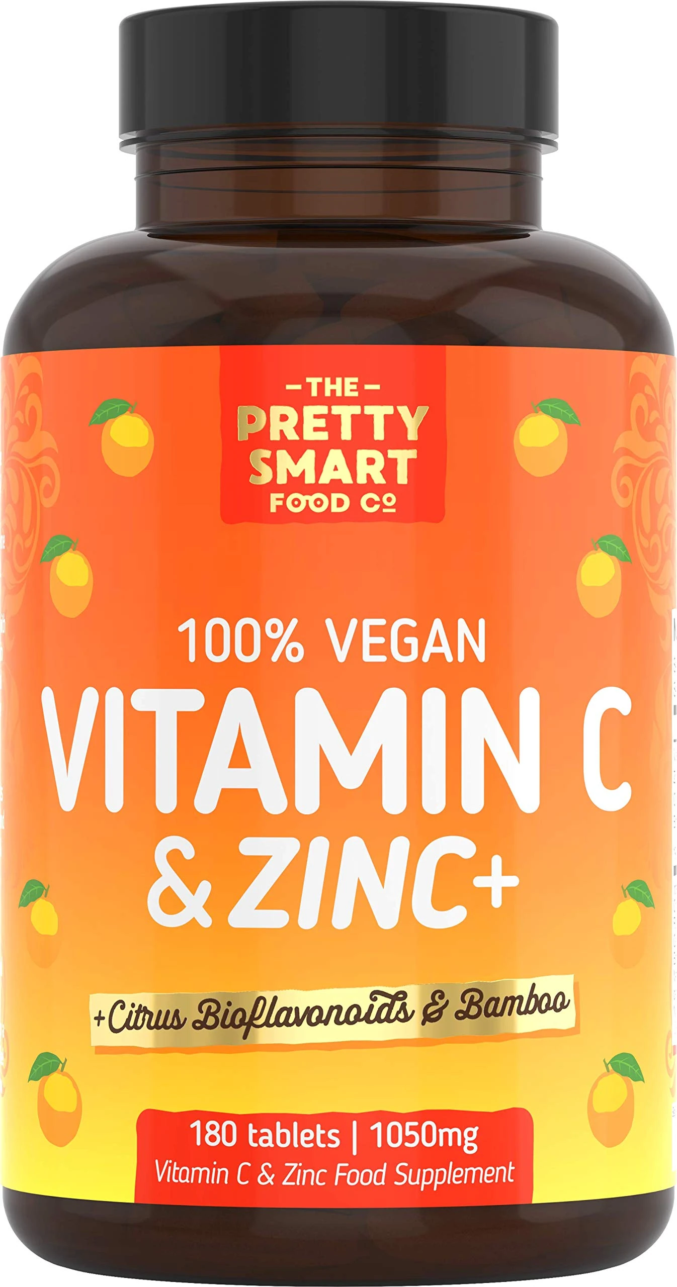 Powerful Vitamin C and Zinc Tablets - Vitamin C 1000mg with Zinc - 6 Month's Supply - Boosted with Citrus Bioflavonoids & Bamboo - For The Maintenance of a Normal Immune System - 180 Tablets - UK Made