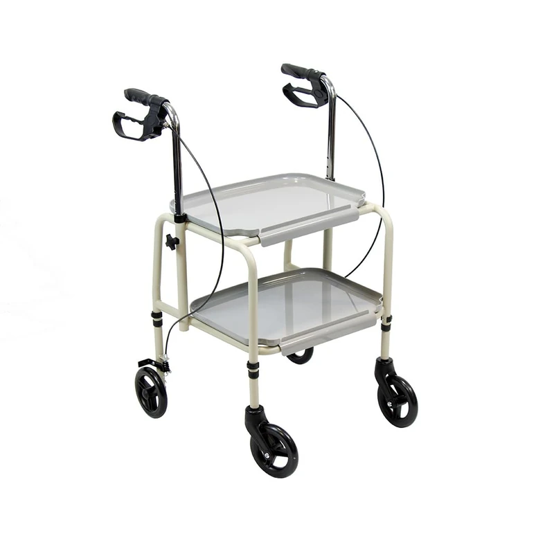 NRS Healthcare Home Helper Wheeled Trolley with Brakes for Support & Stability, Optimum to Safely Transfer Meals, Drinks etc in The Home, Height Adjustable & Easy to Clean Removable Trays